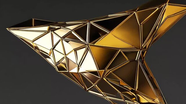 Digitally Created of Background Composed of Numerous Polygons, Featuring Modern and Futuristic Aesthetic With Metallic Gold Tone