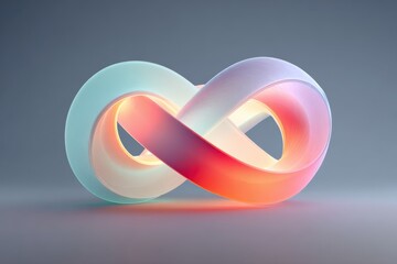 Fototapeta premium Abstract Infinity Symbol with Soft Gradient Light and Pastel Colors endless loop mathematics
