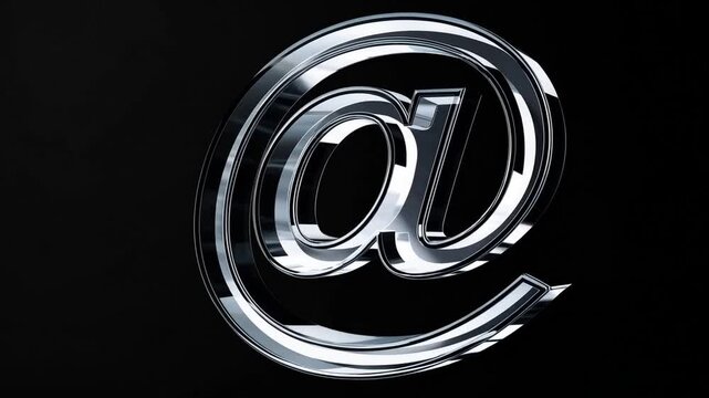 Glass or transparent email sign symbol on solid black background for communication concepts