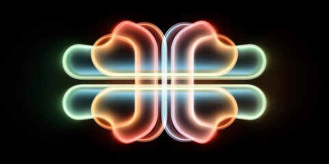 Abstract Neon Sculpture With Glowing Red Blue and Green Tubes bright bulb