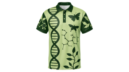 Biology themed polo shirt isolated on transparent background for science lovers