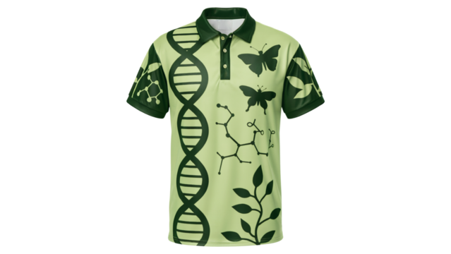 Biology themed polo shirt isolated on transparent background for science lovers