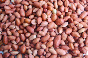 Fresh peanuts with shelled varieties isolated on a white background