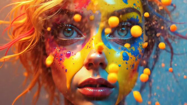 Abstract Colorful Paint Spread Mirror Reflection Fantasy