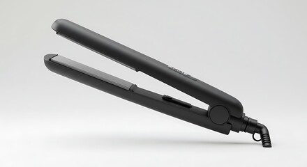 Sleek Black Hair Straightener with Digital Display on White Background