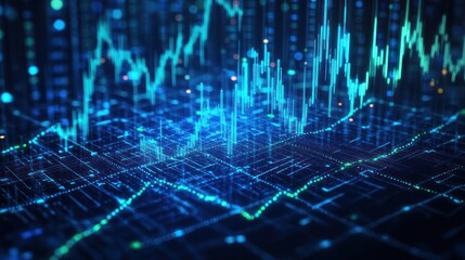 Glowing Stock Market Chart with Circuit Board Pattern, Representing Financial Data Analysis and Technological Advancement in Trading Platforms