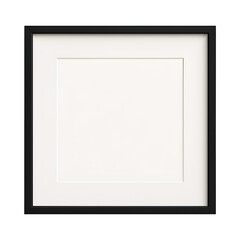 Obraz premium Minimal Black Square Picture Frame with White Mat on Black Background