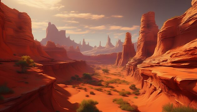 terracotta canyon land fantasy landscape background generative ai