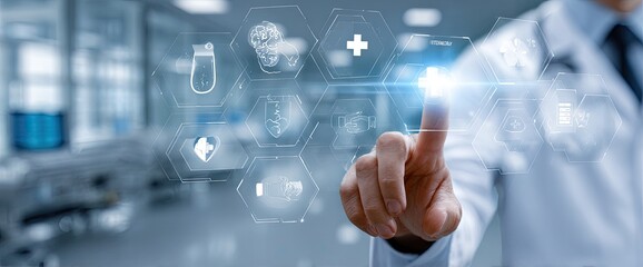 Fototapeta premium Doctor interacting with a digital medical interface