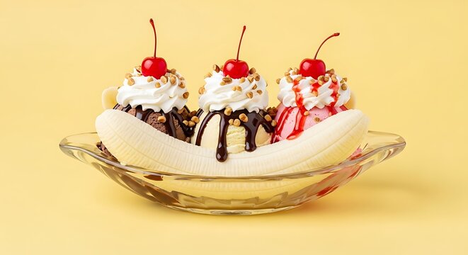 Banana Splits Dessert Image.