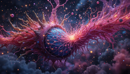 Fototapeta premium 8k cosmic dragonfruit galaxy core.