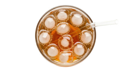Isolated Iced Tea with Straw (Top View)