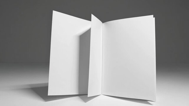 Blank three-panel brochure layout template on plain white foundation