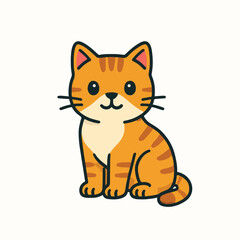  Cute Cartoon Cat Sitting Domestic Pet Animal Vector Illustration