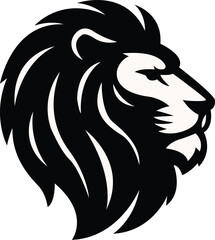  Black and White Lion Head Silhouette Vector Illustration
