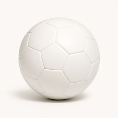 A close up shot of a white soccer ball with a simple background in a studio setting on white