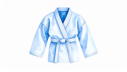 Watercolor of a Judo Gi Folded Neatly, with Soft Shadows