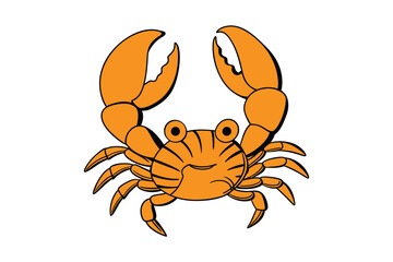 Seafood Crab Vector Drawing, Cartoon Crab Vector Design, vector illustration of a cartoon crab on white,  Minimalist Crab.