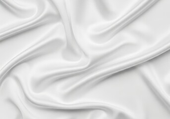 Obraz premium Elegant White Satin Fabric with Delicate Waves and Soft Folds, Showing Luxurious Texture 