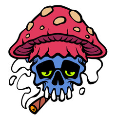 Mushroom skull hand drawing style