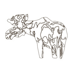 One single line drawing of big moose for logo identity. Mammal animal with horn mascot concept for national park icon color background