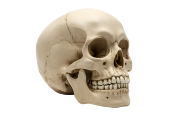 Human Skull Anatomy: Detailed Profile View on white background