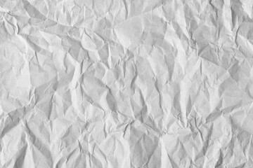 Closeup of white crumpled paper for texture background