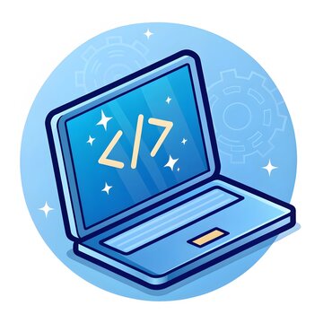 Laptop program code icon.