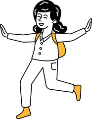 Schoolgirl doodle character vector illustration