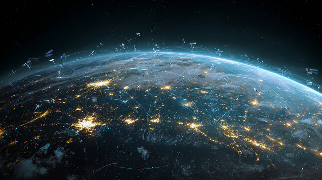 Earth's Global Network with Satellites in Orbit globe