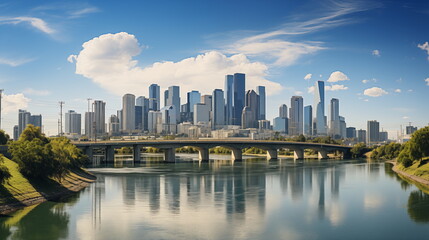 wide highway view surrounded by modern office buildings