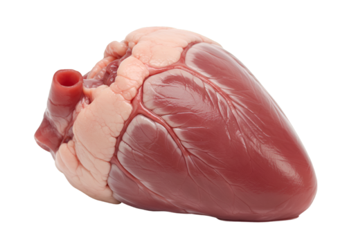 Isolated human heart anatomy model, detailed and realistic on transparent background