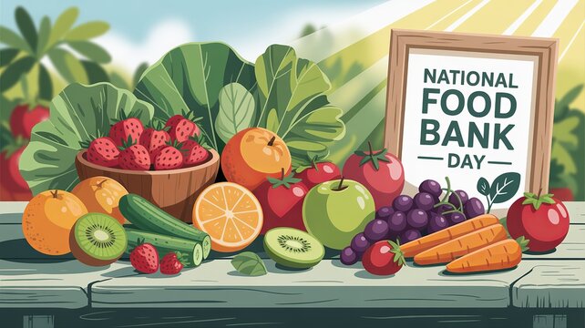 Fresh fruits and bread symbolize hope and kindness in community. - Powered by Adobe