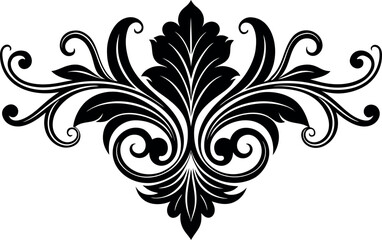Vector art of black decorative flourish with leaves