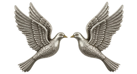 Isolated Silver Doves
