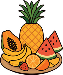 A colorful arrangement of various fruits on a plate