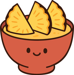 Cute bowl of pineapple chunks vector art