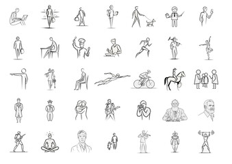 Fototapeta premium Collection of adorable children illustrations engaging in various activities