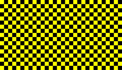 Chess board with very small squares background. Yellow black checkered colors. Repeating texture, illustration, repeating checkered background