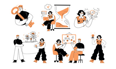 A variety of diverse individuals participating in professional tasks and collaborative efforts