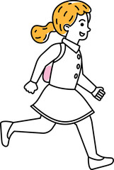 Happy girl student doodle character