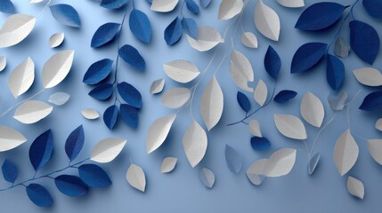 Paper leaves, light blue background