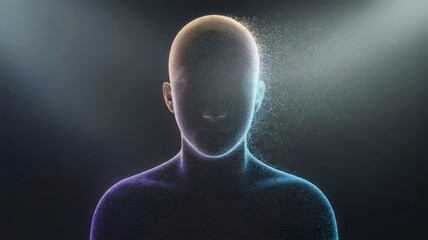 Abstract dot cluster transforming into expanding shape