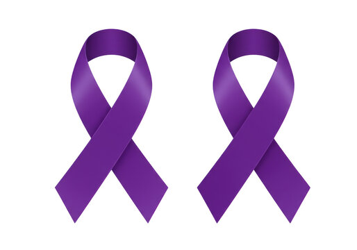Two purple awareness ribbons symbolizing support for various causes and campaigns transparent background