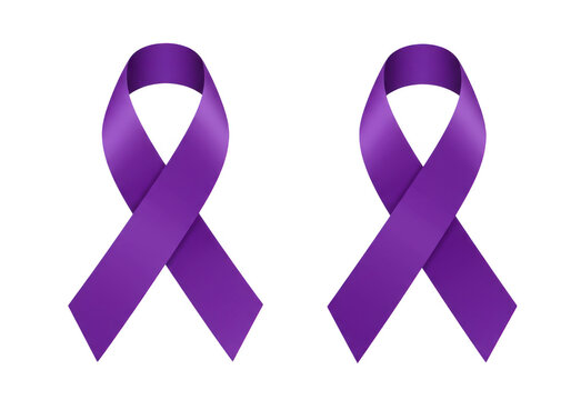 Two purple awareness ribbons symbolizing support for various causes and campaigns transparent background