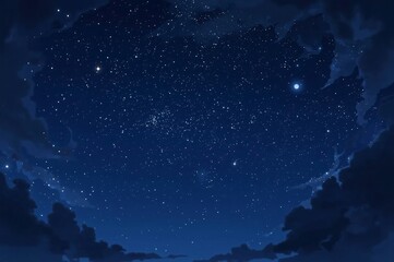 Night sky, stars, clouds, scenic, dreamy, background, illustration, design