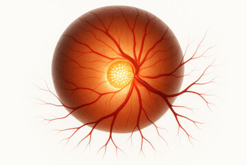 Human Retina Illustration: Detailed Eye Anatomy with Vessels and Retina - Illustration