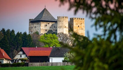 Fototapeta premium Medieval castle nestled in countryside