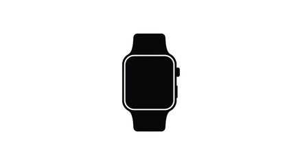 A black smartwatch with a square face and band on a white background