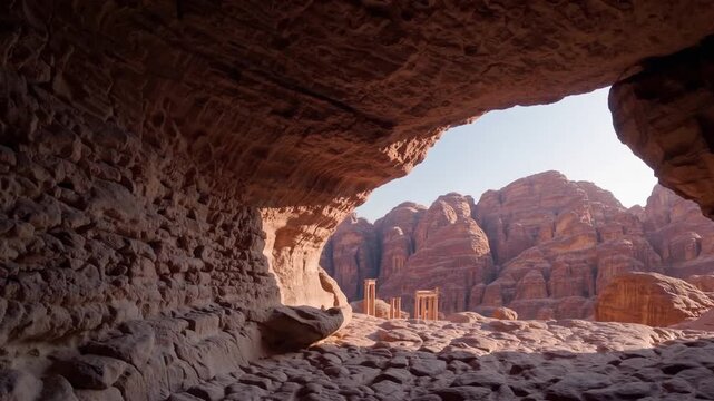 View from Inside Archaic Grotto Looking Out Over Historic River Canyon